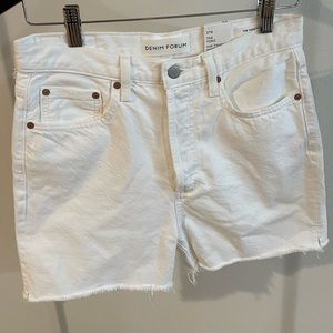 NWT Denim Forum Cut Off White Denim Shorts